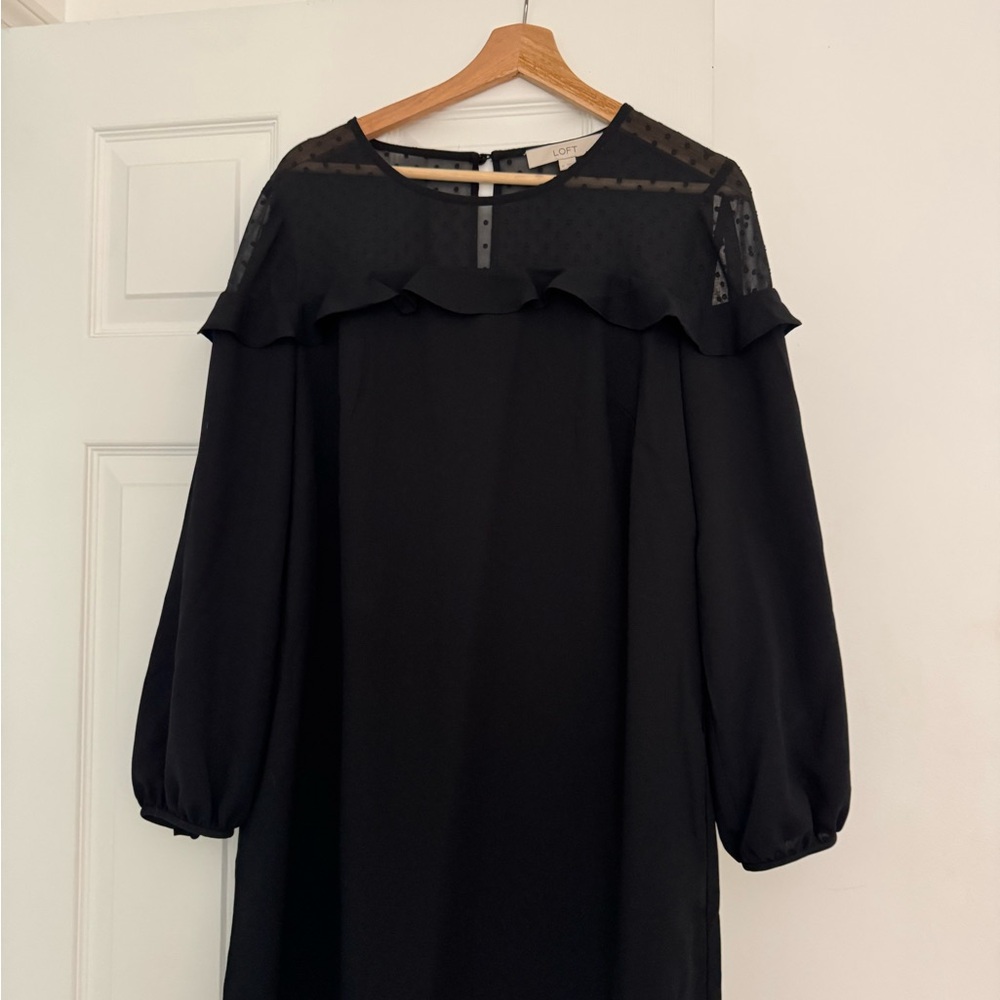 Loft Ruffle black dress